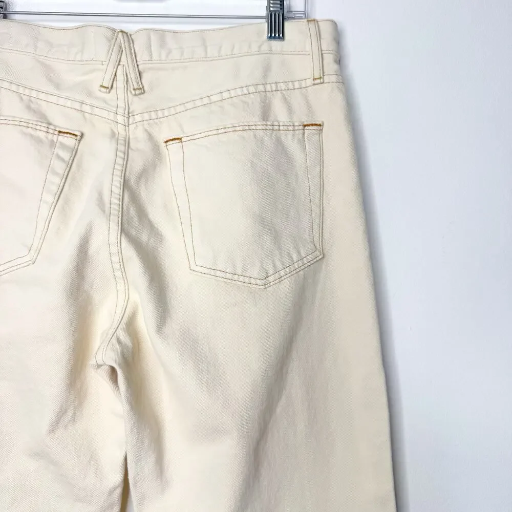 SLVRLAKE Pheonix Winter Ecru Straight Mid Rise Jeans Cream Off White